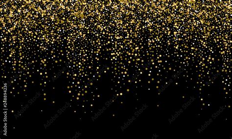 Golden confetti and falling gold glitter on black vector background ...