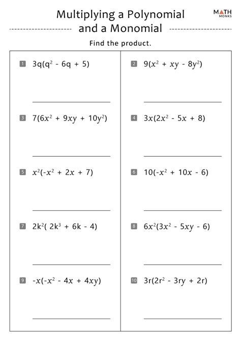 Multiplying Polynomials Worksheets - Math Monks - Worksheets Library