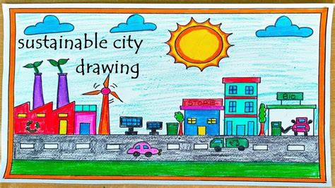 sustainable city drawing simple and easy | science drawing academy ...