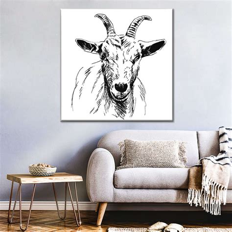 Horned Goat Wall Art | Drawing