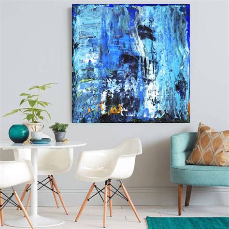 Blue Abstract Art Print, Blue Wall Decor, Blue Abstract Art, Large ...