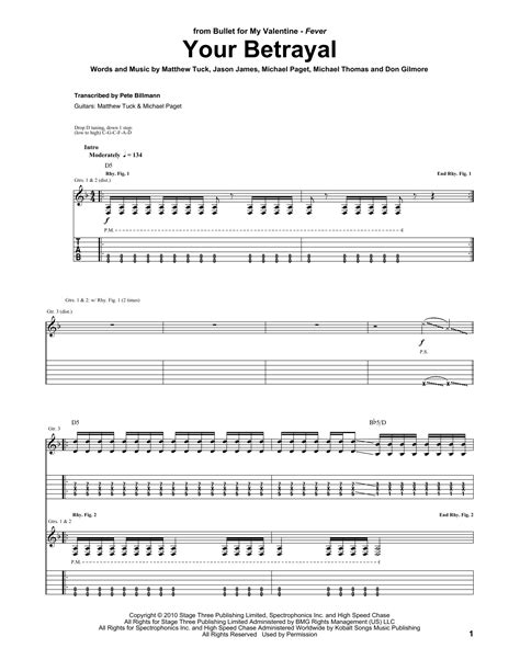 Your Betrayal by Bullet For My Valentine - Guitar Tab - Guitar Instructor