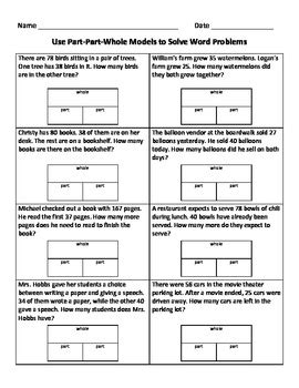 Using Part-Part-Whole Models to Solve Addition and Subtraction Word ...