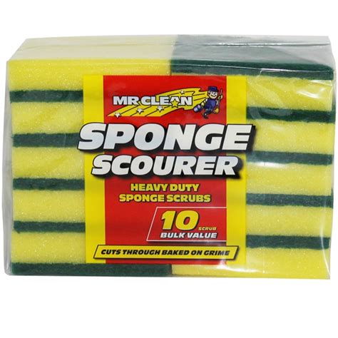 Mr Clean Sponge Scourer - 10 Pack | Bunnings Warehouse