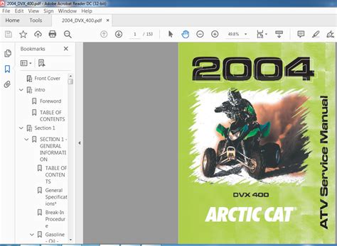 2004 ARCTIC CAT DVX 400 ATV SERVICE MANUAL - PDF DOWNLOAD ...