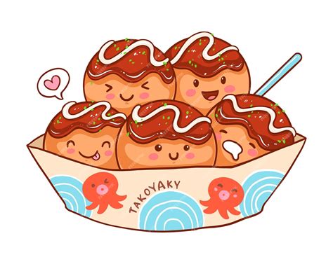 Premium Vector | Cute takoyaki characters japanese food cartoon Vector ...