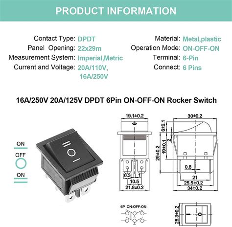 Auto Car Boat 6 Pin 15A Car Tip T DPDT ON-OFF-ON S 12v 220 - 250V LK ￡0 ...