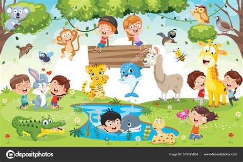 Children Playing Funny Animals Stock Vector Image by ©yusufdemirci ...