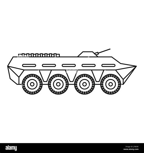 Army battle tank icon in outline style isolated on white background ...