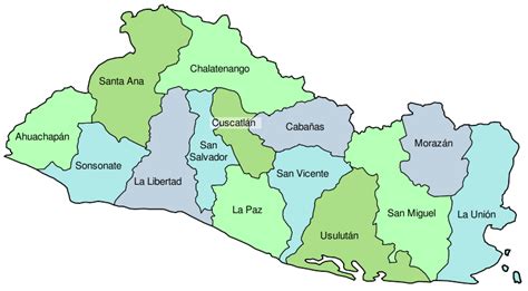 mapa San Salvador y sus departamentos | Mapa de centroamerica, San ...