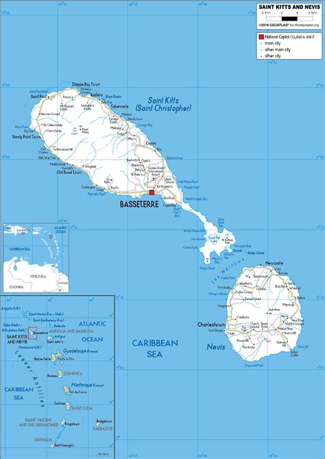 Saint Kitts & Nevis Map (Road) - Worldometer