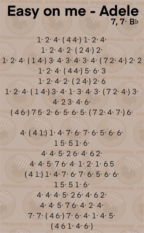 Easy on me, Adele Kalimba Tabs Letter & Number Notes Tutorial ...