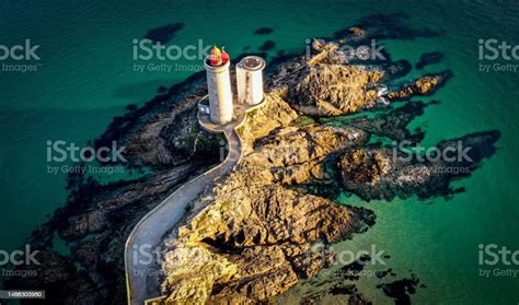 Aerial View Of Le Phare Du Petit Minou Lighthouse In Plouzane France ...