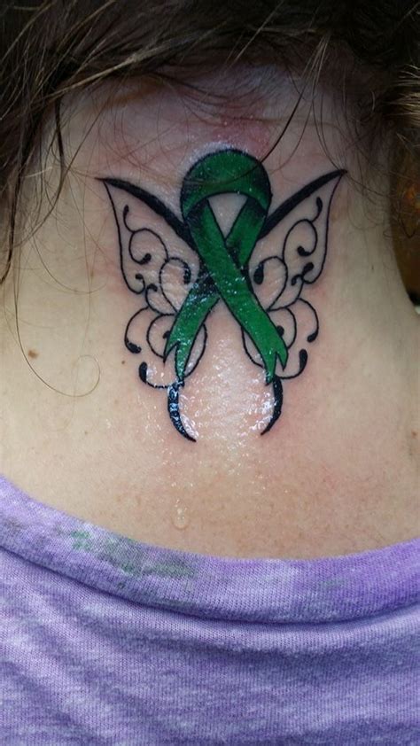 Neuromyelitis Optica green support ribbon tattoo | Liver cancer tattoo ...