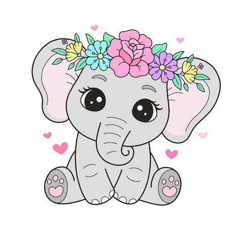 Cute Pink Elephant Cartoon