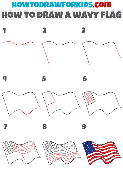 How to Draw a Wavy Flag - Easy Drawing Tutorial For Kids