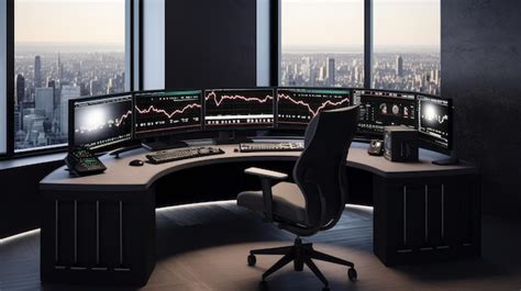 Premium Photo | A sleek trading desk setup with a minimalist design and ...