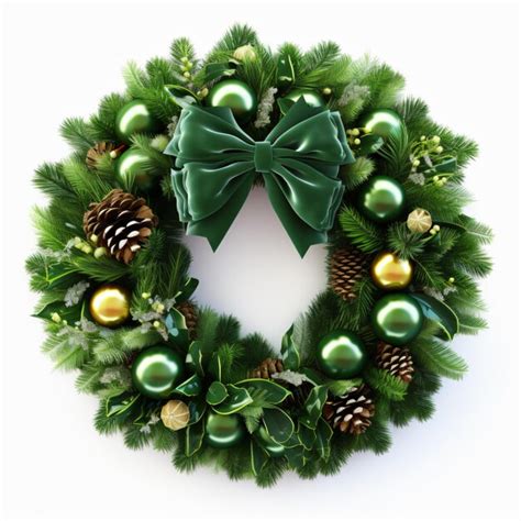 Premium AI Image | Green christmas wreath isolated on white background