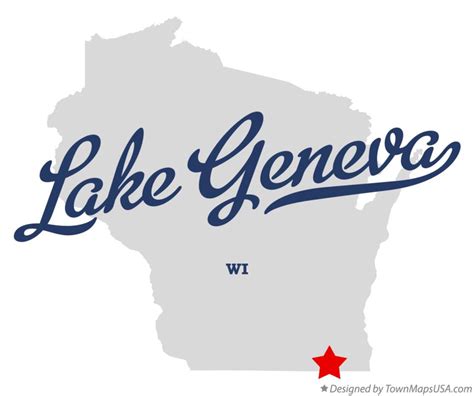 Map of Lake Geneva, WI, Wisconsin