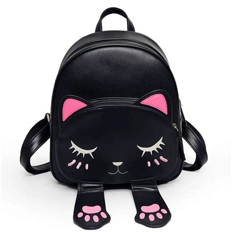 Fashion Women Pu Leather Cute Cat Backpack School Backpacks Cats Ears ...