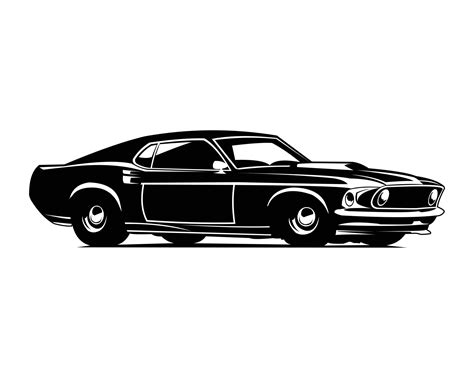 old mustang car view from side isolated white background. best for logo ...