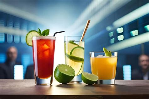 Premium AI Image | A selection of cocktails including lime lime and ...