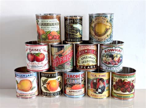 Reduced Vintage Food Tin Cans Label Storage For Home ...