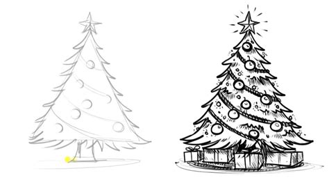 Xmas Tree Sketch at PaintingValley.com | Explore collection of Xmas ...