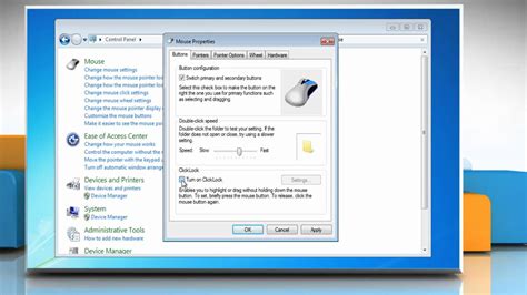 How to change mouse settings on Windows® 7 based pc - YouTube