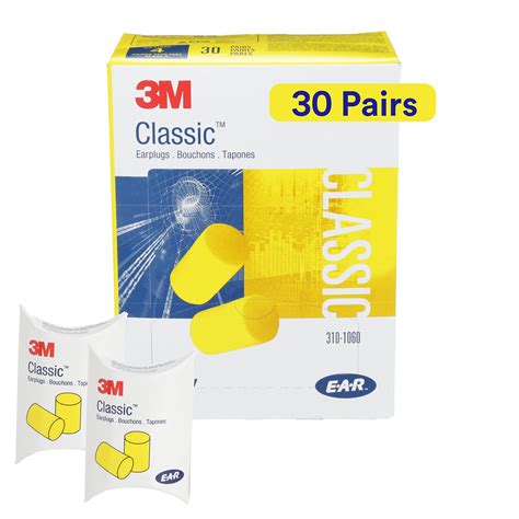 Buy 3M Ear Plugs, 30 Pairs/Box, E-A-R Classic 310-1060, Uncorded ...