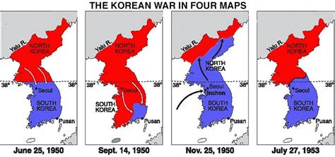 North Korea And South Korea Map 1950