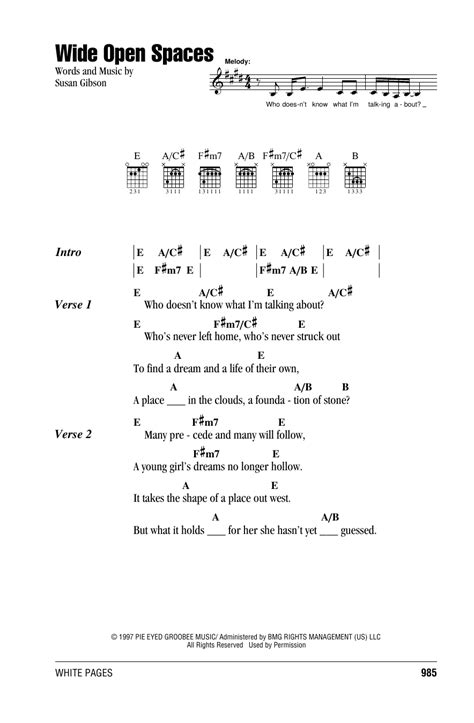 Wide Open Spaces by Dixie Chicks - Guitar Chords/Lyrics - Guitar Instructor