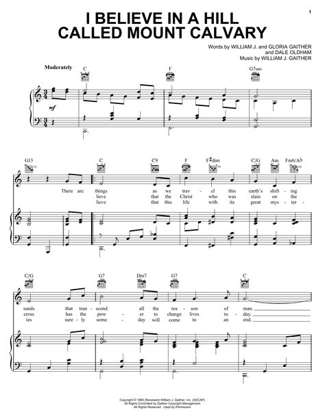 I Believe In A Hill Called Mount Calvary sheet music by Gaither Vocal ...