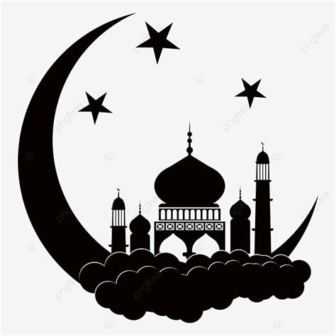 Architectural Silhouette Vector PNG, Islamic Architecture Moon ...