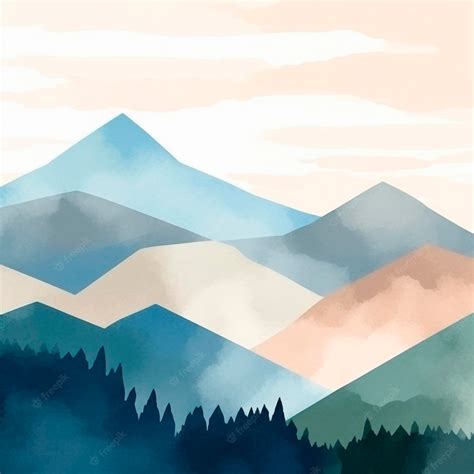 Premium Photo | Drawing mountains watercolor