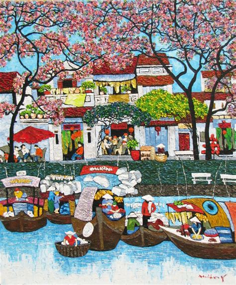 By the Hoai river by Tran Thu Huong, Vietnamese Paintings