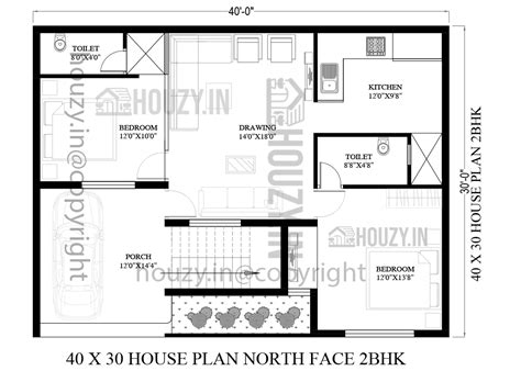 40x30 house plan north facing | HOUZY.IN