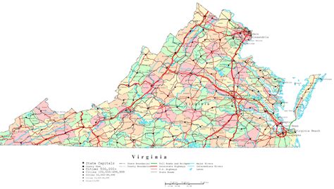 Virginia Map With County Lines - Topographic Map World