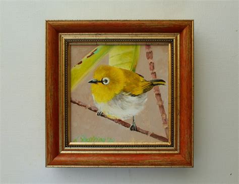 Tiny Yellow Bird Painting Oil Small Birdie Art Original | Etsy