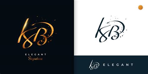 KB Initial Signature Logo Design with Elegant and Minimalist Gold ...