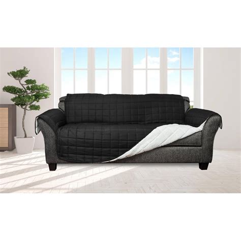 Jeremy Sherpa Reversible Waterproof Sofa Cover in Black - Walmart.com ...