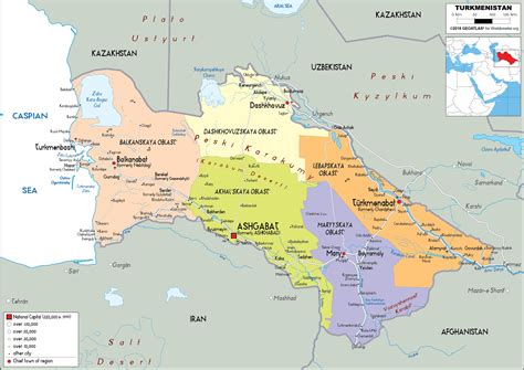 Turkmenistan Map (Political) - Worldometer