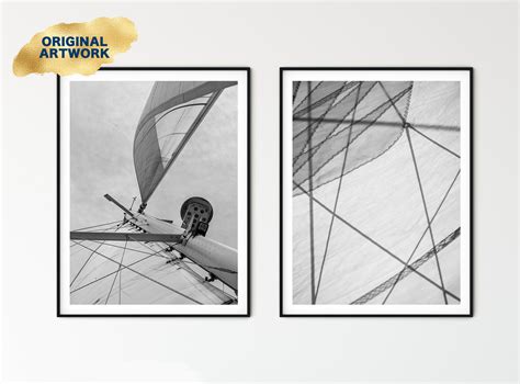 Sailboat Set of 2 Black and White Art Downloadable Prints - Etsy