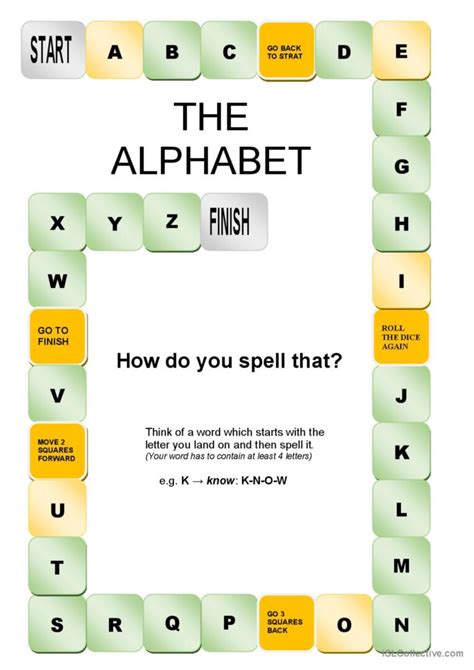 The alphabet game board game: English ESL worksheets pdf & doc