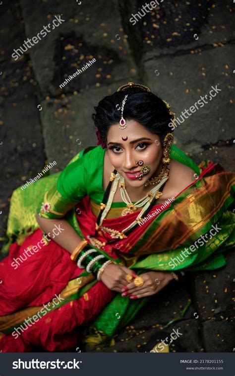 Indian Woman Dressed Marathi Saree Attire Stock Photo 2178201155 ...