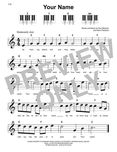 Your Name Sheet Music | Paul Baloche | Super Easy Piano