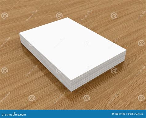 A4 Blank Paper Stack, Mockup, Wood Background Stock Photo - Image of ...