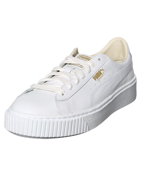 Puma Basket Platform Womens Sneaker - White | SurfStitch