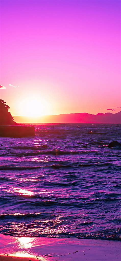 Purple Beach Sunset Wallpaper