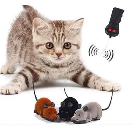 Cat Toys Plush Remote Control Wireless Simulation Mouse RC Electronic ...